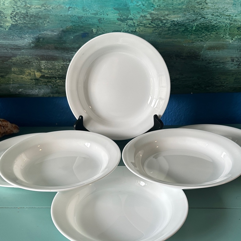 Vintage Corelle Windward White rimmed soup bowls set of 6